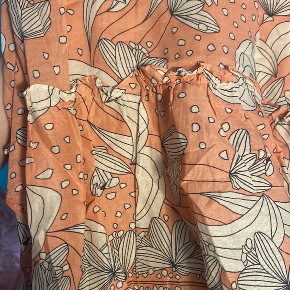 👗 Max Studio Dress floral peach smocked short sleeve ruffles XL NWT - Picture 4 of 4